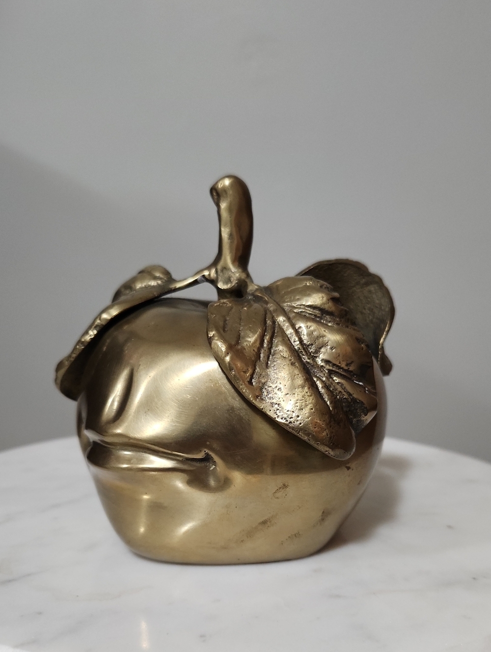 Brass Apple Sculpture Pomme Bouche  Decor Paperweight - Picture 2 of 13